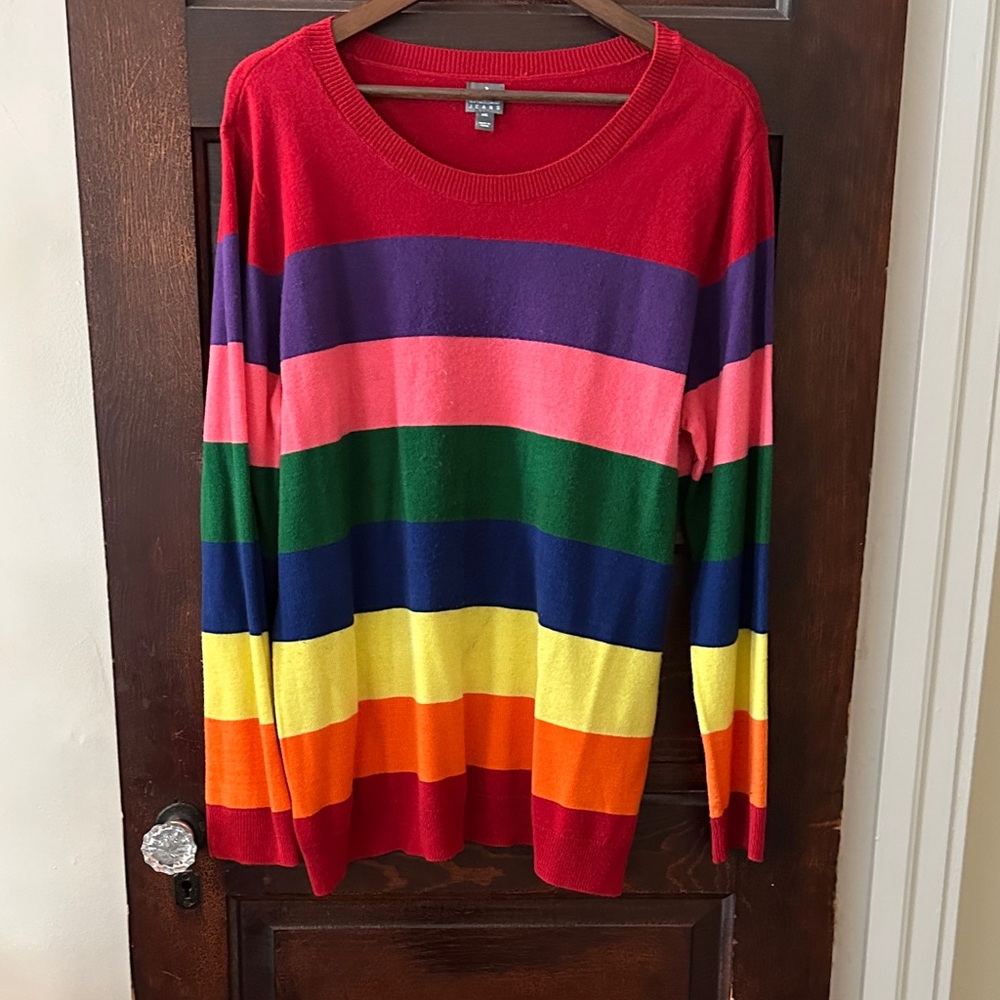 Multicolor Striped Crew Neck Sweater